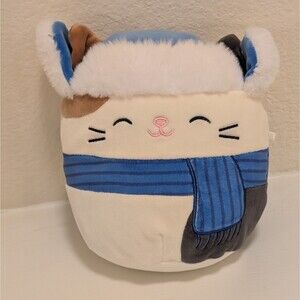 2023 Squishmallows Plush CAM THE CAT w/Blue Hat & Scarf 7.5" - EUC